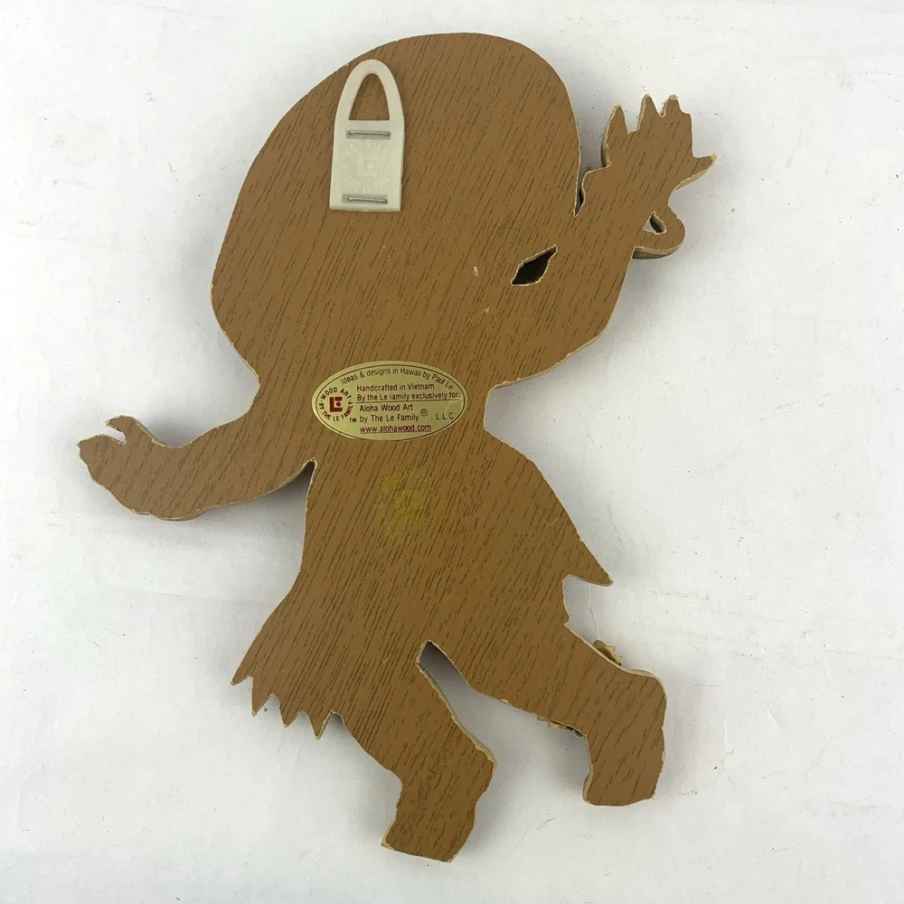 VTG Hawaiian Hula Girl Wood Carving Wall Art Tiki Bar Polynesian Intarsia Decor